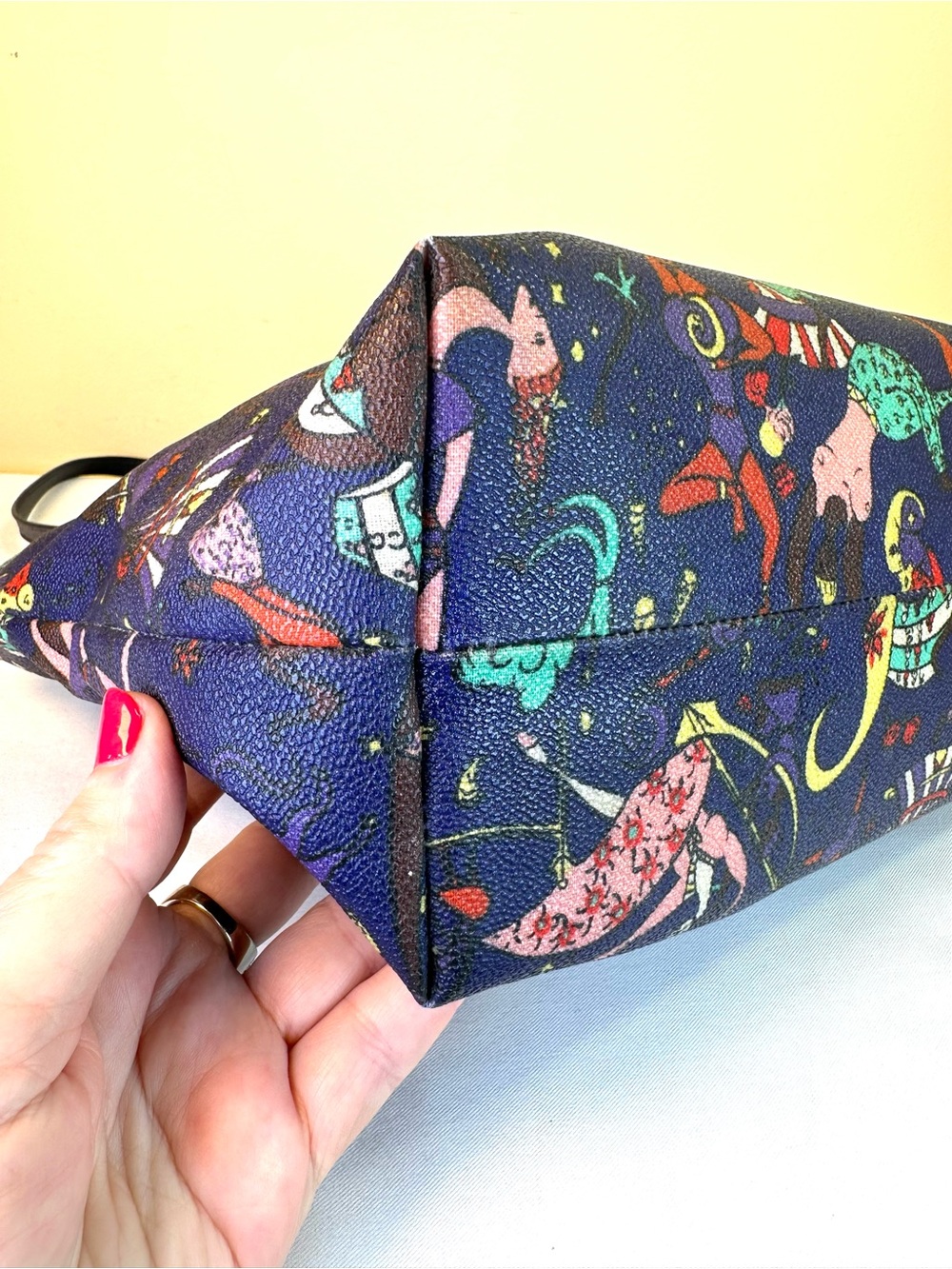 Piero Guidi Chiara Tote “Magic Circus” Coated Canvas Calfskin Straps Italy - Picture 13 of 17
